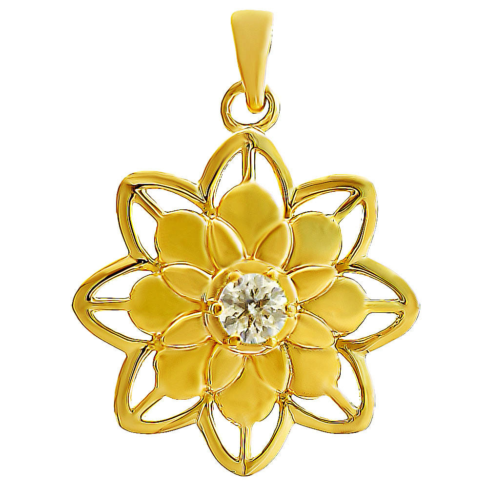 18K Gold Plated Colorful Gemstone Lotus Pendant Spiritual Jewelry TGP1007 PM-1747