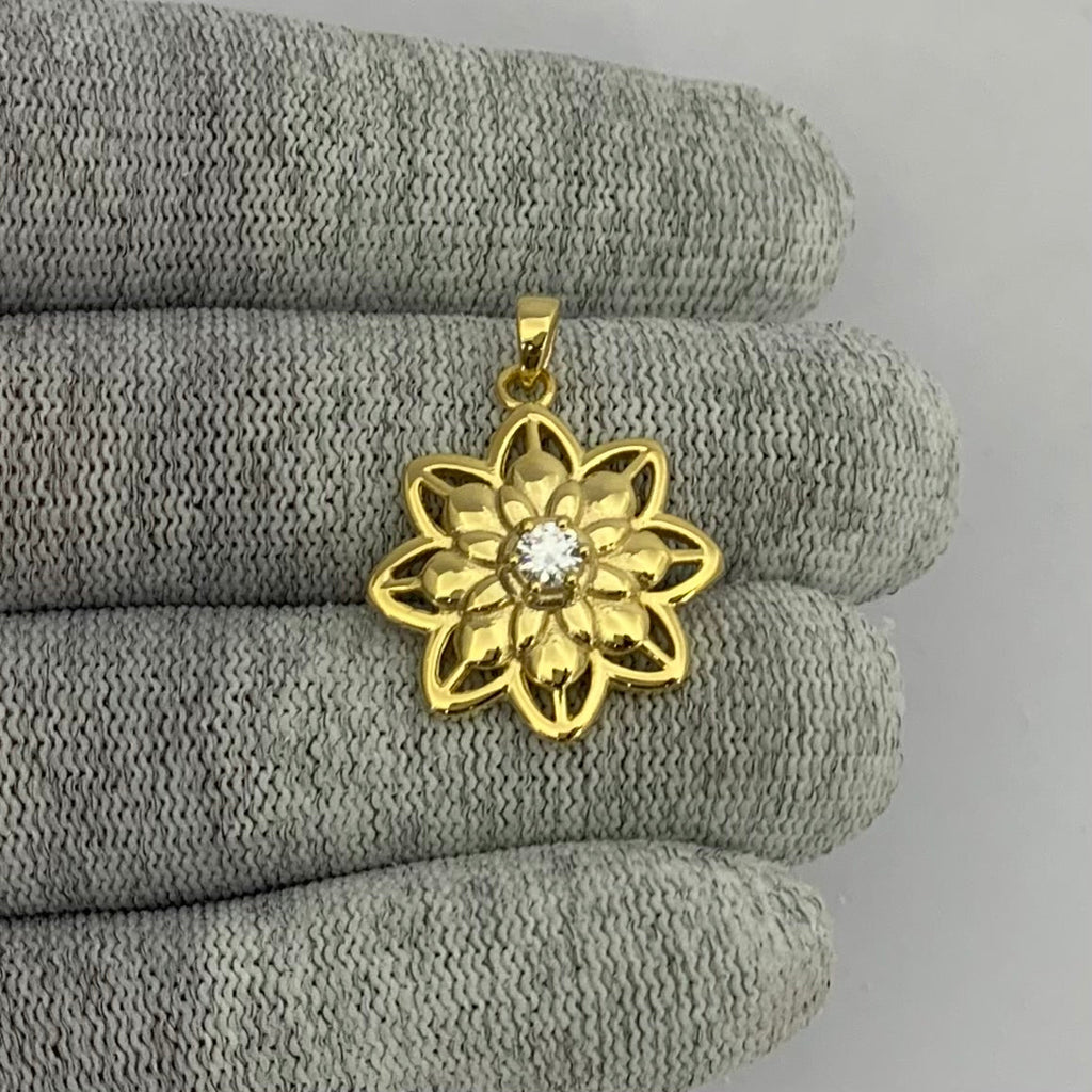 18K Gold Plated Colorful Gemstone Lotus Pendant Spiritual Jewelry TGP1007 PM-1747