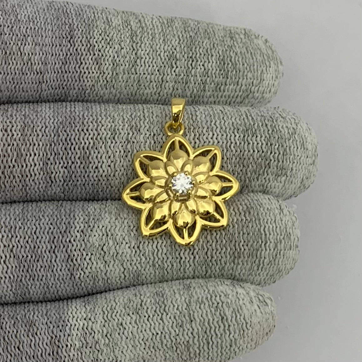 18K Gold Plated Colorful Gemstone Lotus Pendant Spiritual Jewelry TGP1007 PM-1747