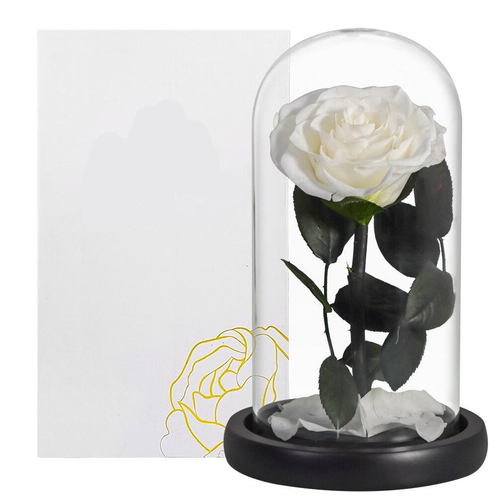 Red Eternal Roses with Light In Glass