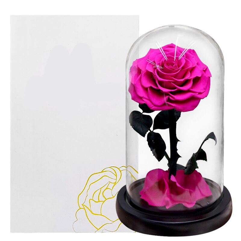 Red Eternal Roses with Light In Glass