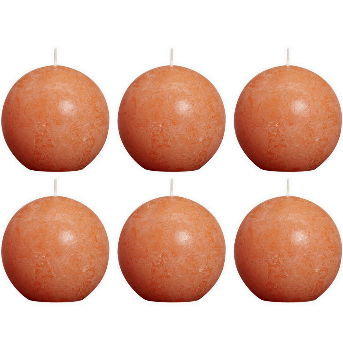 6 Stück Bolsius Rustik Kugelkerzen 80mm durchgefärbt Rustic Ballkerzen