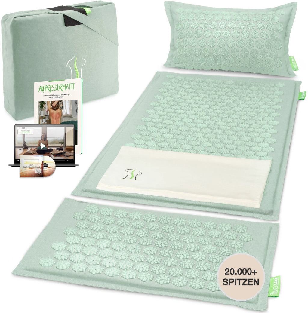 BACKLAxx® Akupressurmatt<wbr/>e XL Set mit Kissen Nadelmatte Massagematte Akupunktur