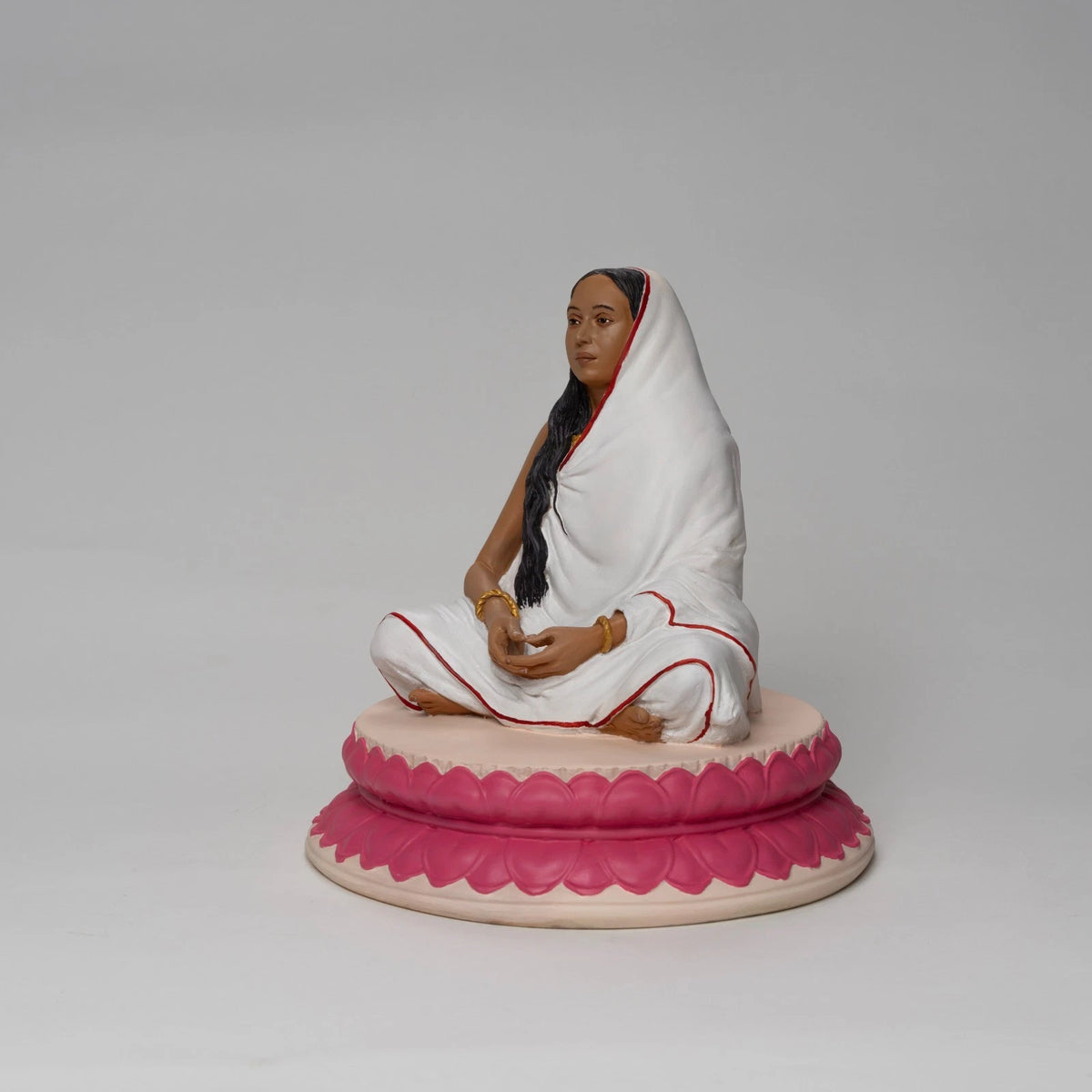 Minicreature White Sri Sharada Maa Realistic Colored Spiritual Statue 10 Inch