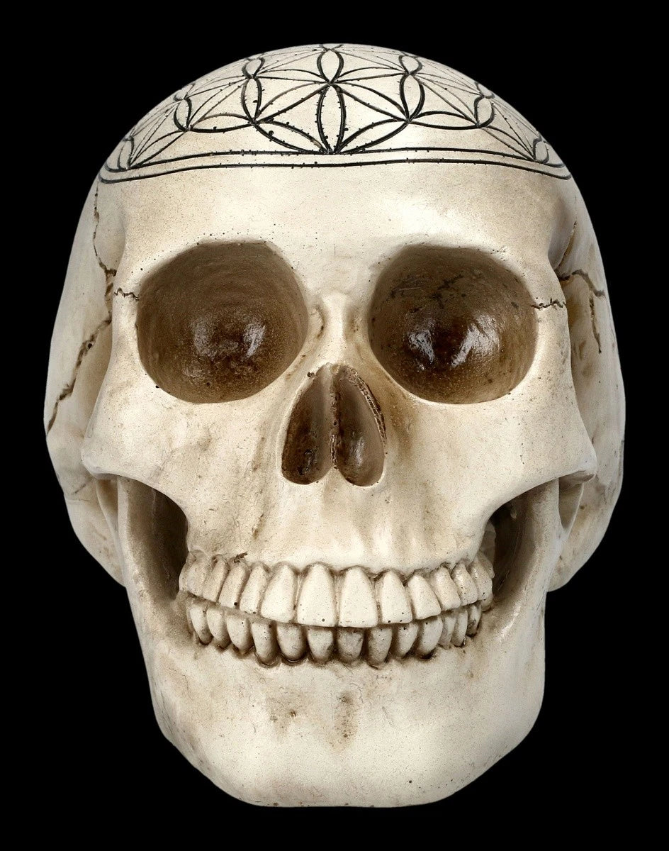 Totenkopf Heilige Geometrie - Blume des Lebens - spirituelle Schädel Figur - Dek