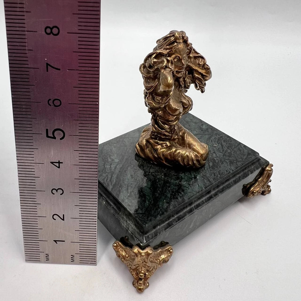 Vintage Bronze Virgo Zodiac Figurine Astrology Sculpture Marble Base Gift Decor
