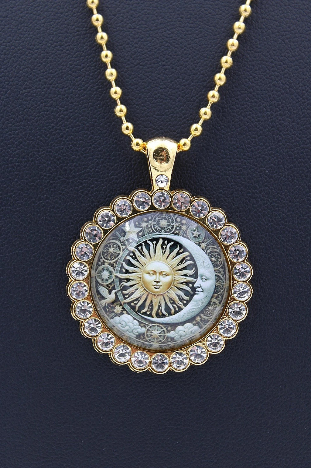 ✨ Sonne Mond Kette Gold Damen Rund Anhänger Zirkonia Boho Schmuck Geschenk 🌙✨