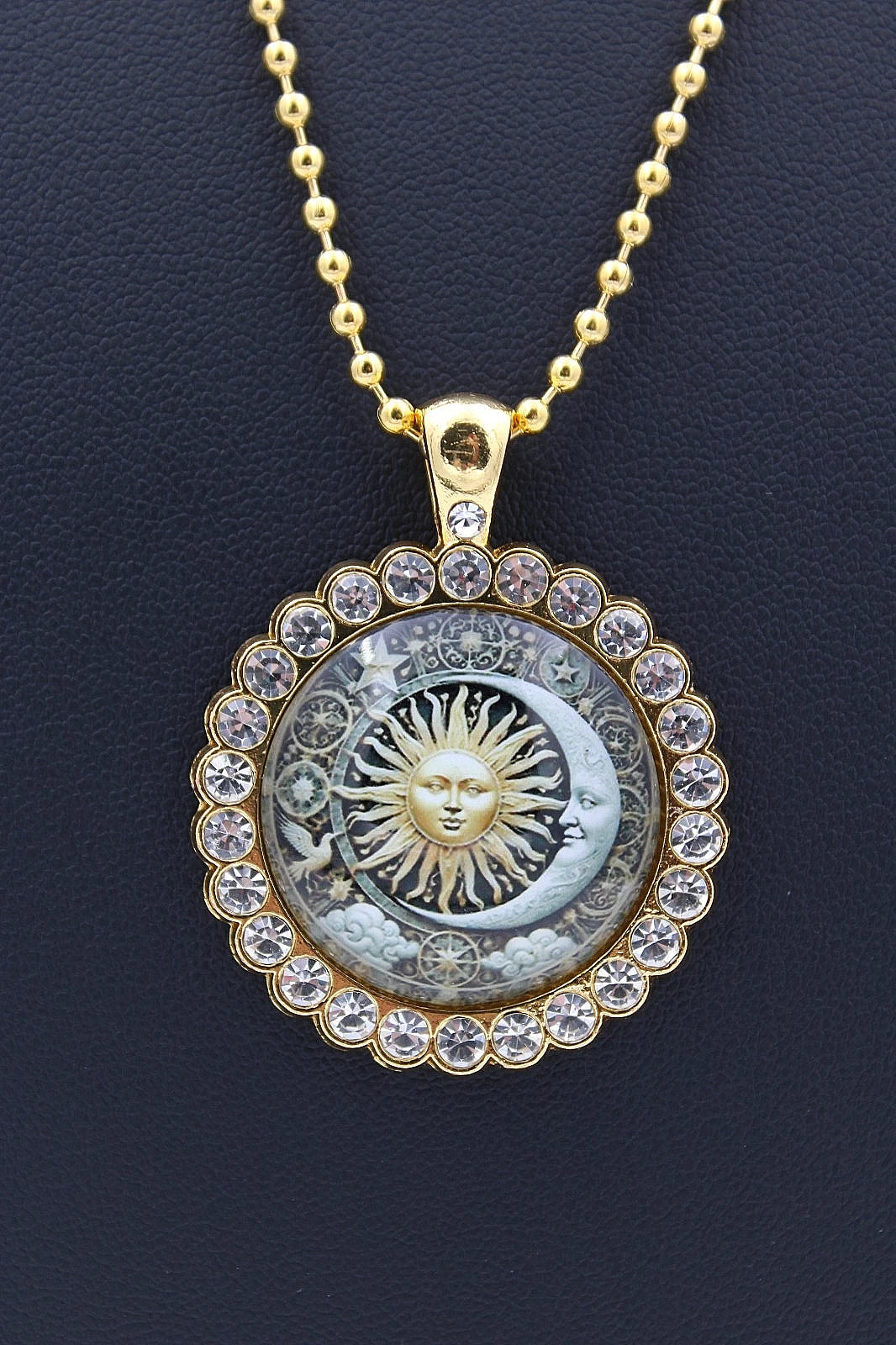 ✨ Sonne Mond Kette Gold Damen Rund Anhänger Zirkonia Boho Schmuck Geschenk 🌙✨