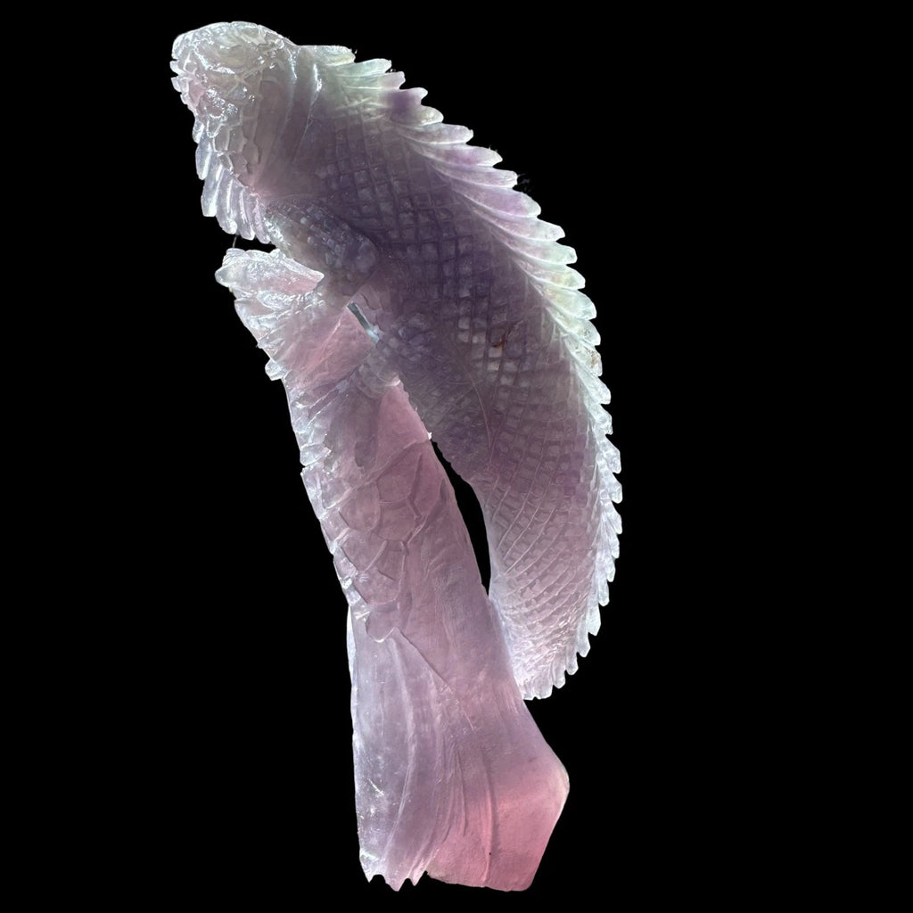 577gHand Carved Fluorite Lizard Sculpture Psychic Protection Aura Cleansing gift