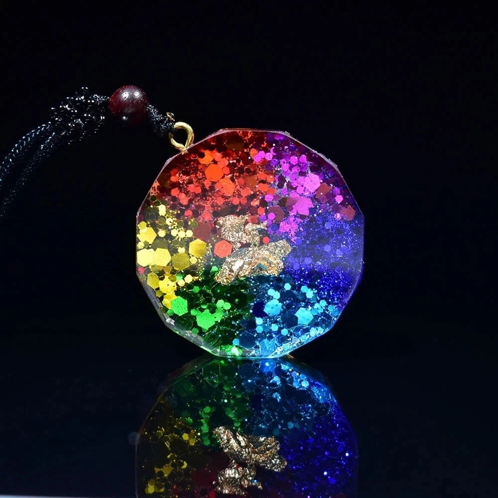Natural Crystal Orgonite Pendant 7 Chakra Healing Talisman Women Men Necklace