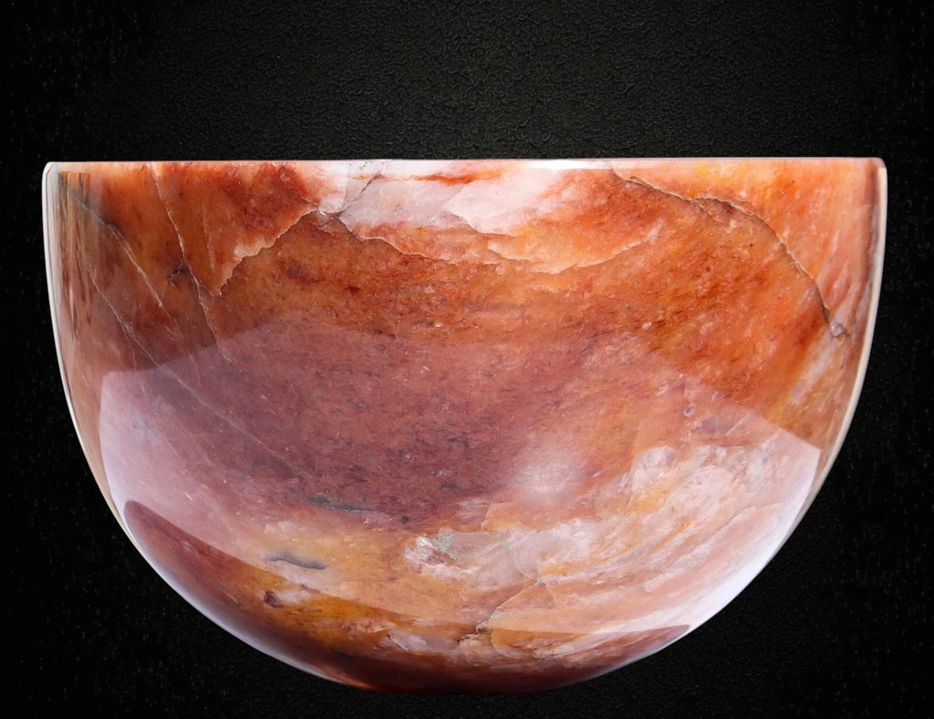175MM Oranger Quarz Kristall Schale Rund Form Heilendes Edelstein Altar-Schale