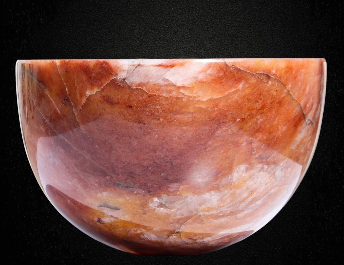 175MM Oranger Quarz Kristall Schale Rund Form Heilendes Edelstein Altar-Schale