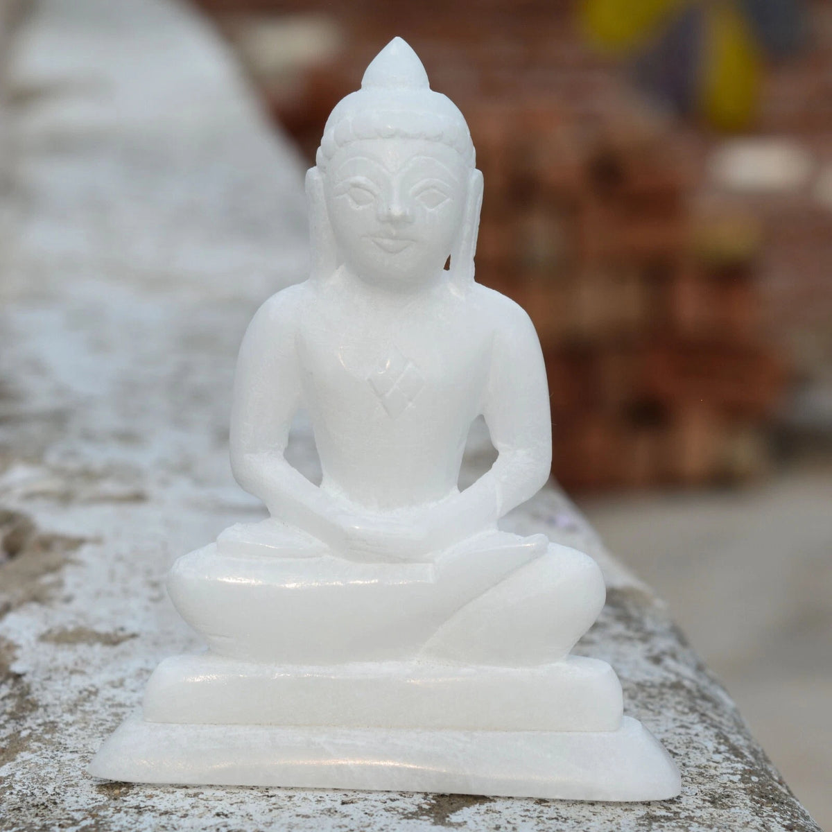 Marble Mahavir Swami Spiritual Statue Jain Temple Decor Meditation and Worship