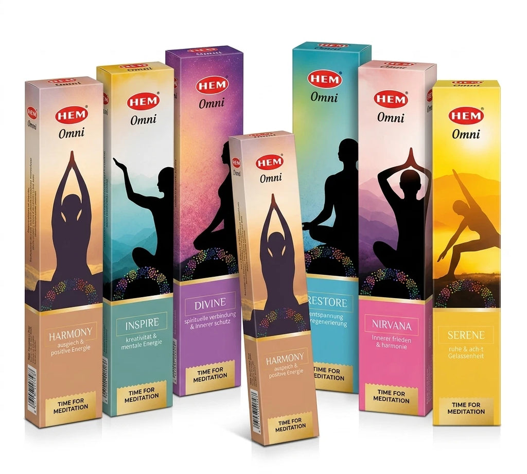 HEM Omni Yoga Räucherstäbche<wbr/>n Set (6er Pack) Meditation Agarbatti 90g
