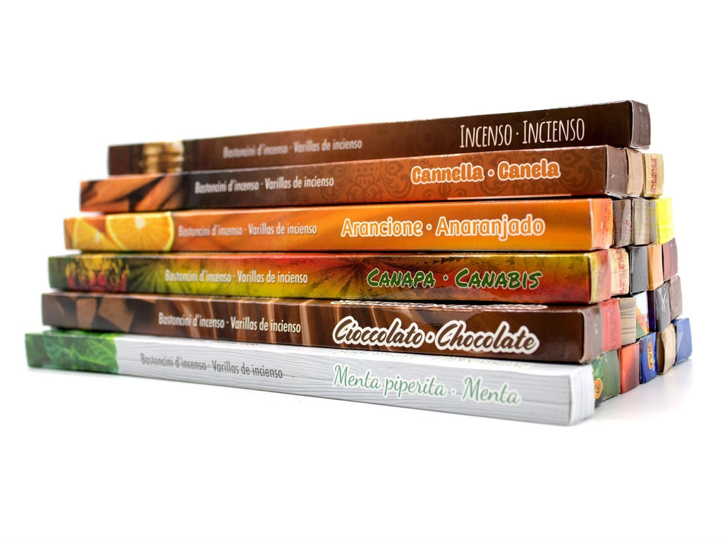 Premium Räucherstäbche<wbr/>n Mix mit 26 Düften = 208 Stück z.B. Cannabis, Nag Champa