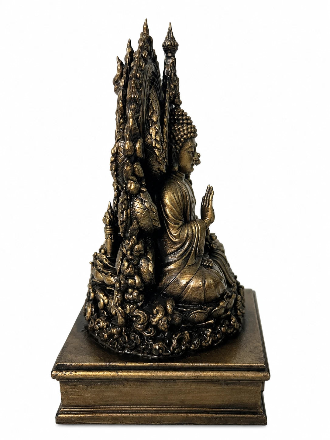 Buddha Statue Meditation Figur Zen Skulptur Spirituelle Deko Bronze Optik 24cm
