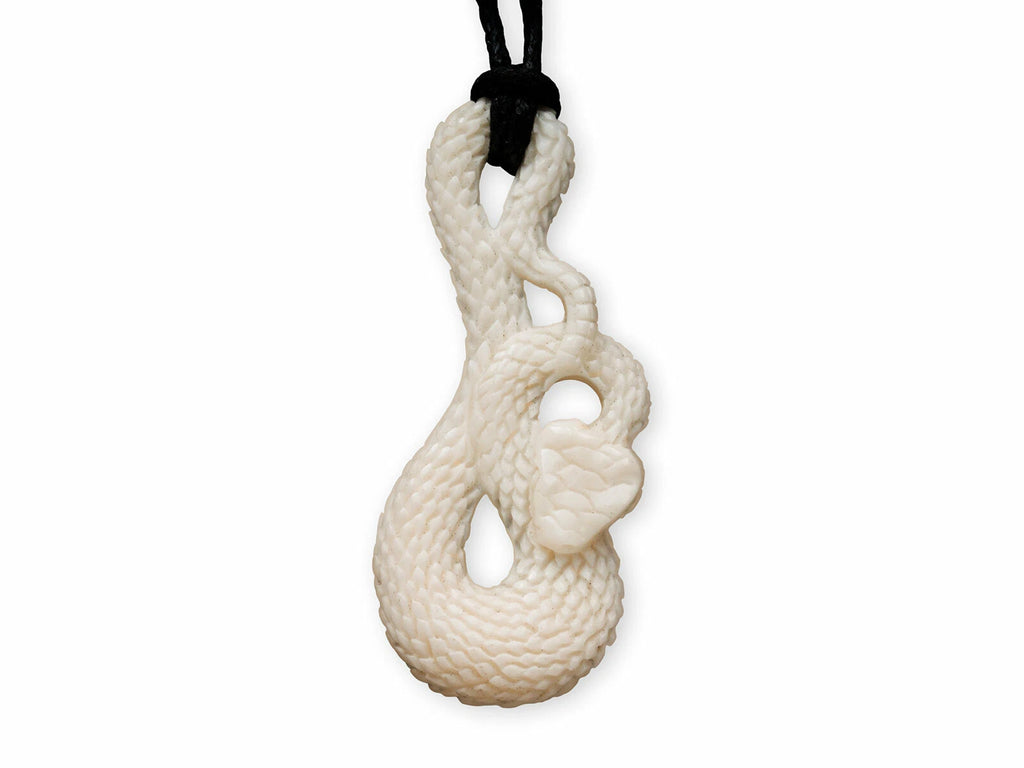 Schlange Anhänger aus Knochen Kettenanhänger Talisman Amulett Natur Schmuck