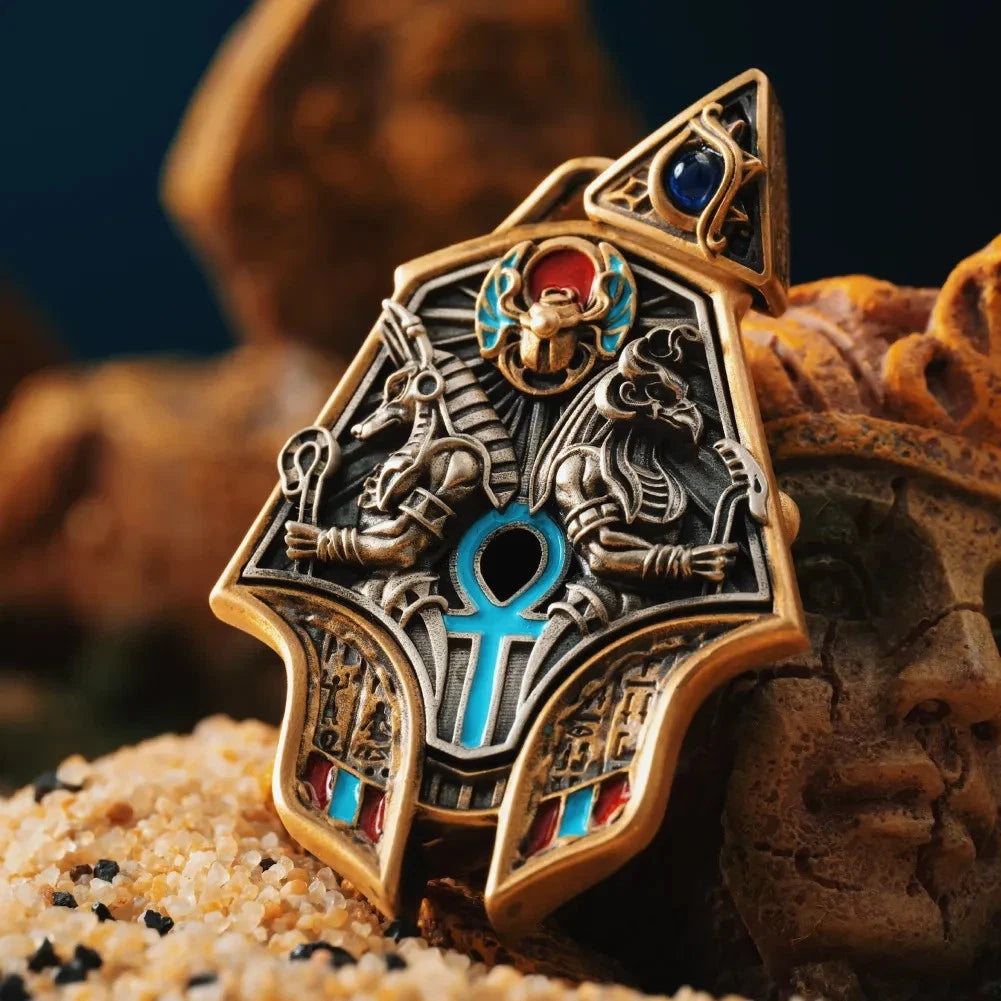 Eye of Horus Spinner Pendant, Egyptian Jewelry Gifts for Men, Protection Amulet