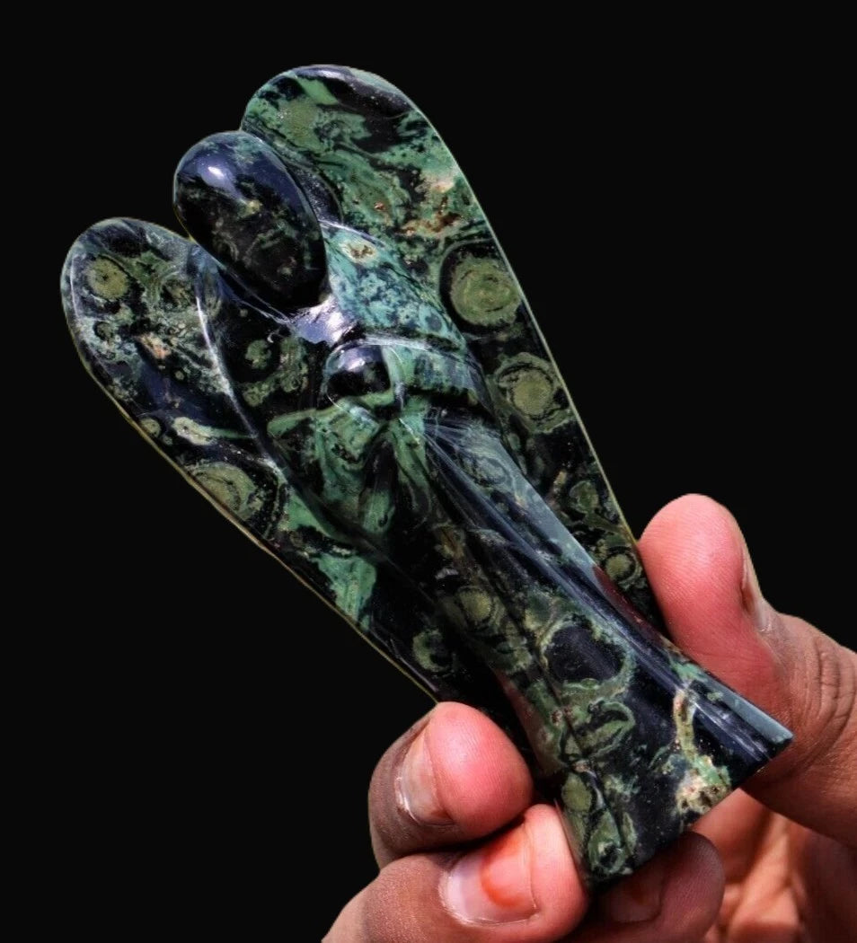100MM Kambaba-Jaspis Engel Natürliche Heilstein Figur Spirituelle Flügel