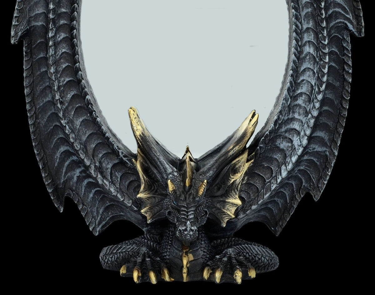 Gothic Spiegel mit Drachen – Magische Deko Geschenkidee Fantasy Altar