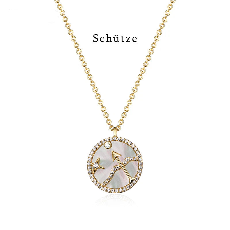 Sternzeichen Kette 14K vergoldet – Astrologie Anhänger mit Zirkonia