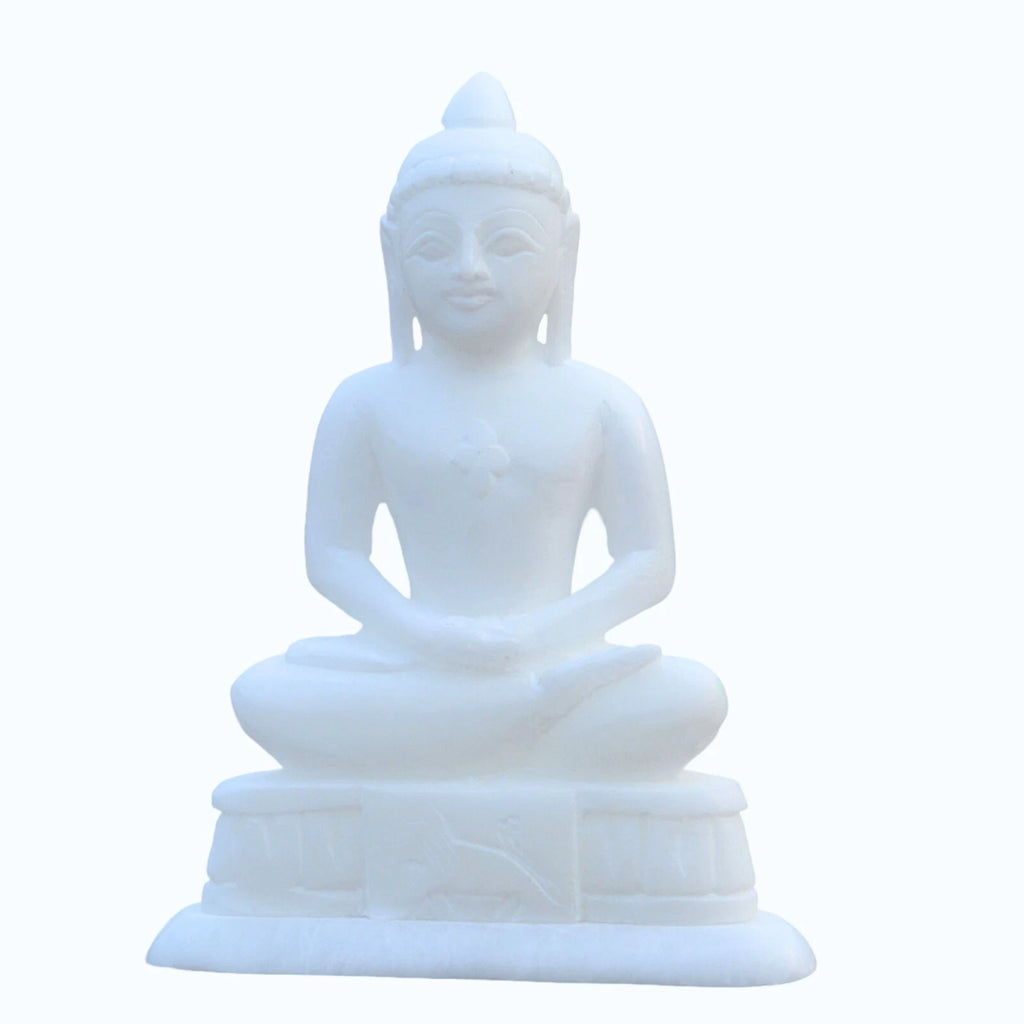 Marble Mahavir Swami Spiritual Statue Jain Temple Decor Meditation and Worship