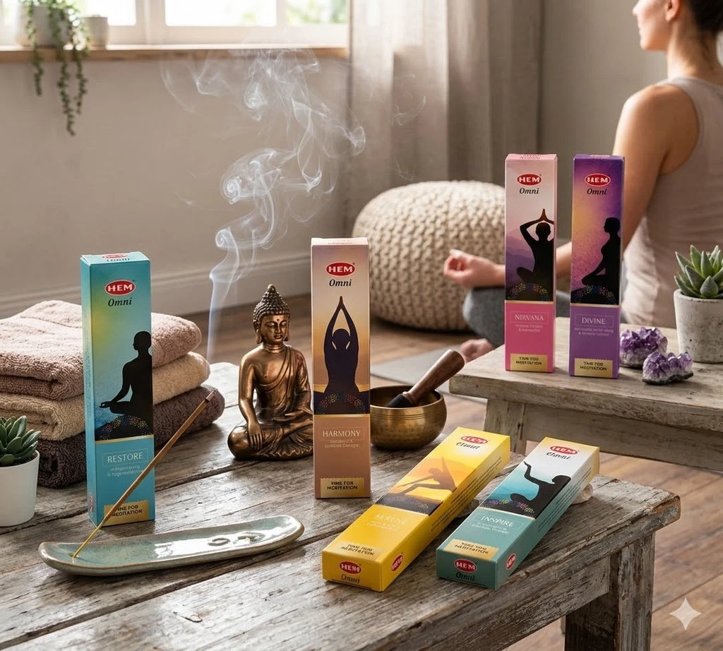 HEM Omni Yoga Räucherstäbche<wbr/>n Set (6er Pack) Meditation Agarbatti 90g
