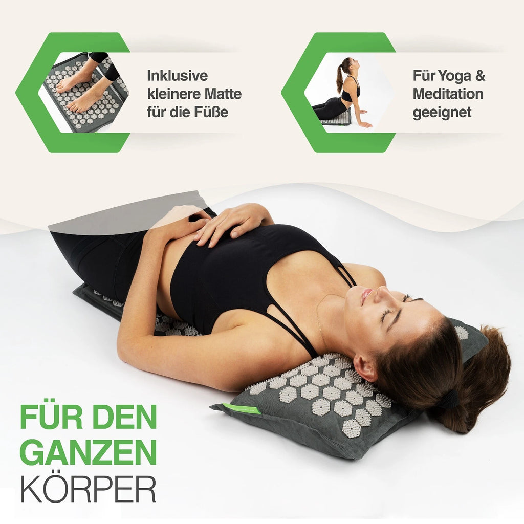BACKLAxx® Akupressurmatt<wbr/>e XL Set mit Kissen Nadelmatte Massagematte Akupunktur