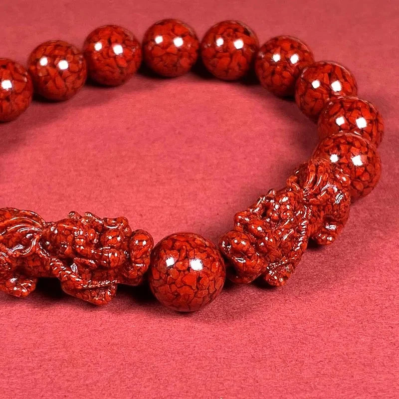 1Pc Exquisitely Natural Cinnabar PI Xiu Bracelet Luck Amulet Bangle Jewelry