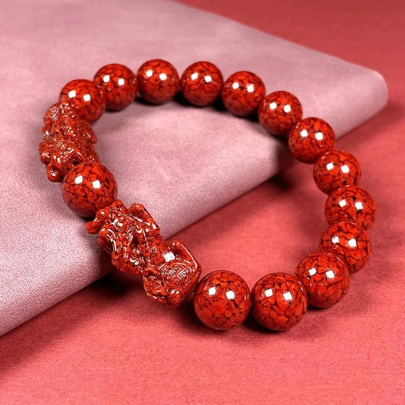 1Pc Exquisitely Natural Cinnabar PI Xiu Bracelet Luck Amulet Bangle Jewelry
