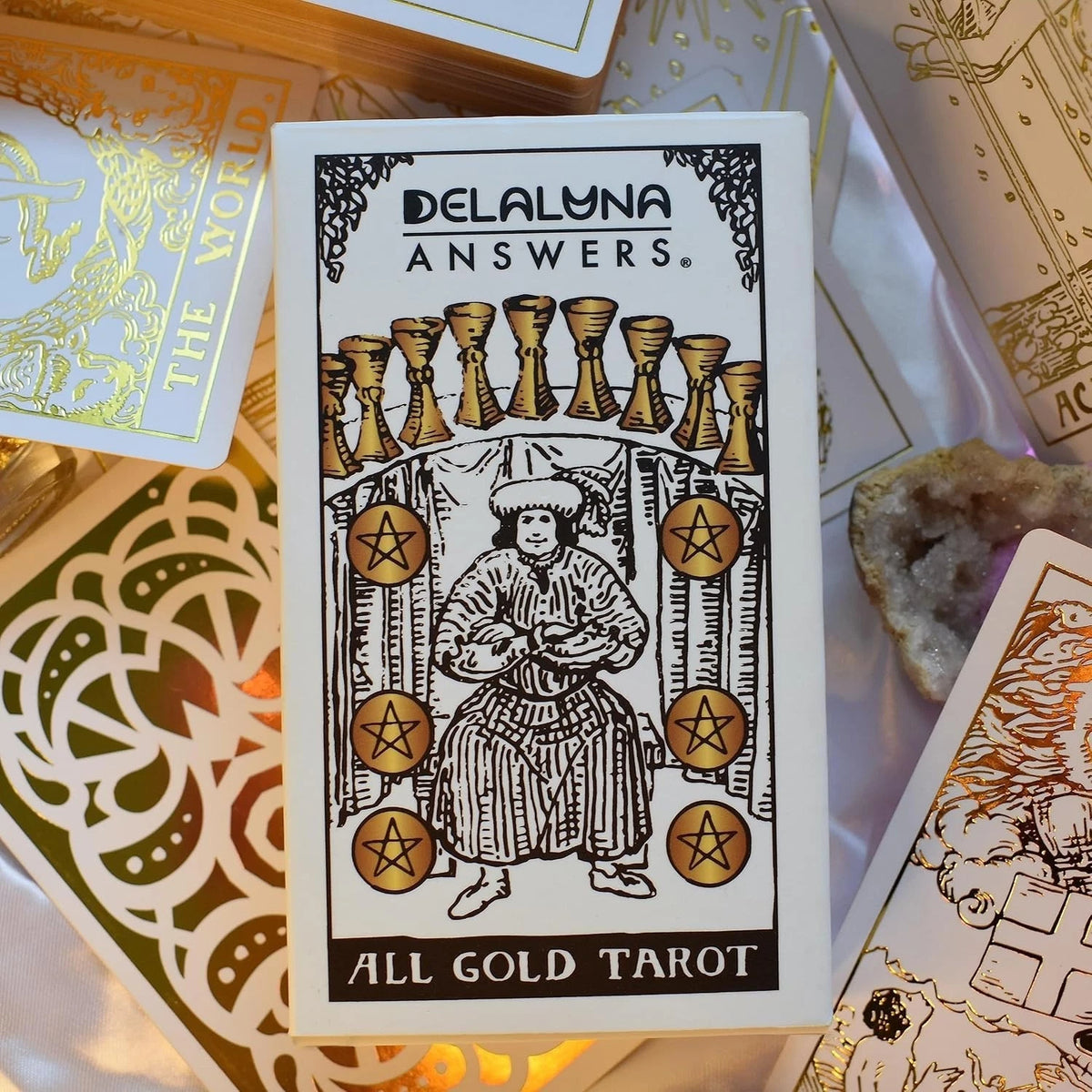 Elegant All Gold Tarot: 80 Cards with 1909 Designs to Enhance Divination