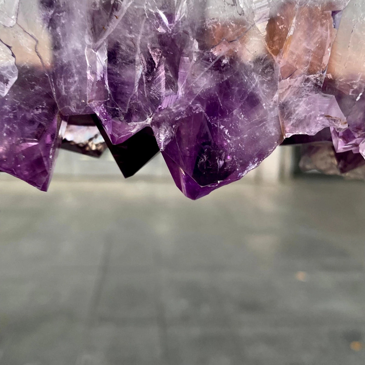 23.01LB Natural amethyst hole quartz cluster crystal Coarse slice pecimen