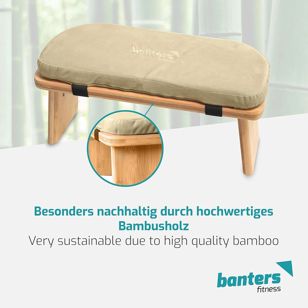 Banters Meditationsban<wbr/>k aus Bambus, klappbarer Meditationshoc<wbr/>ker mit Kissen