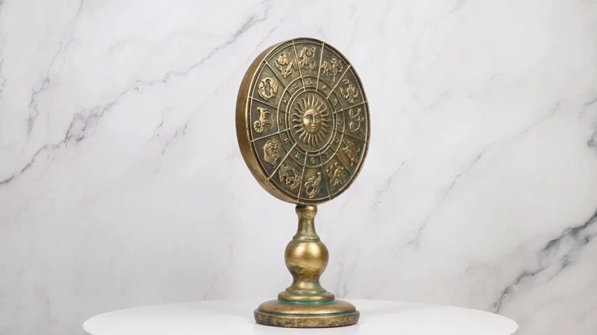 Greek Astrological Horoscopes Zodiac Constellations Sun Moon Plaque Stand Decor