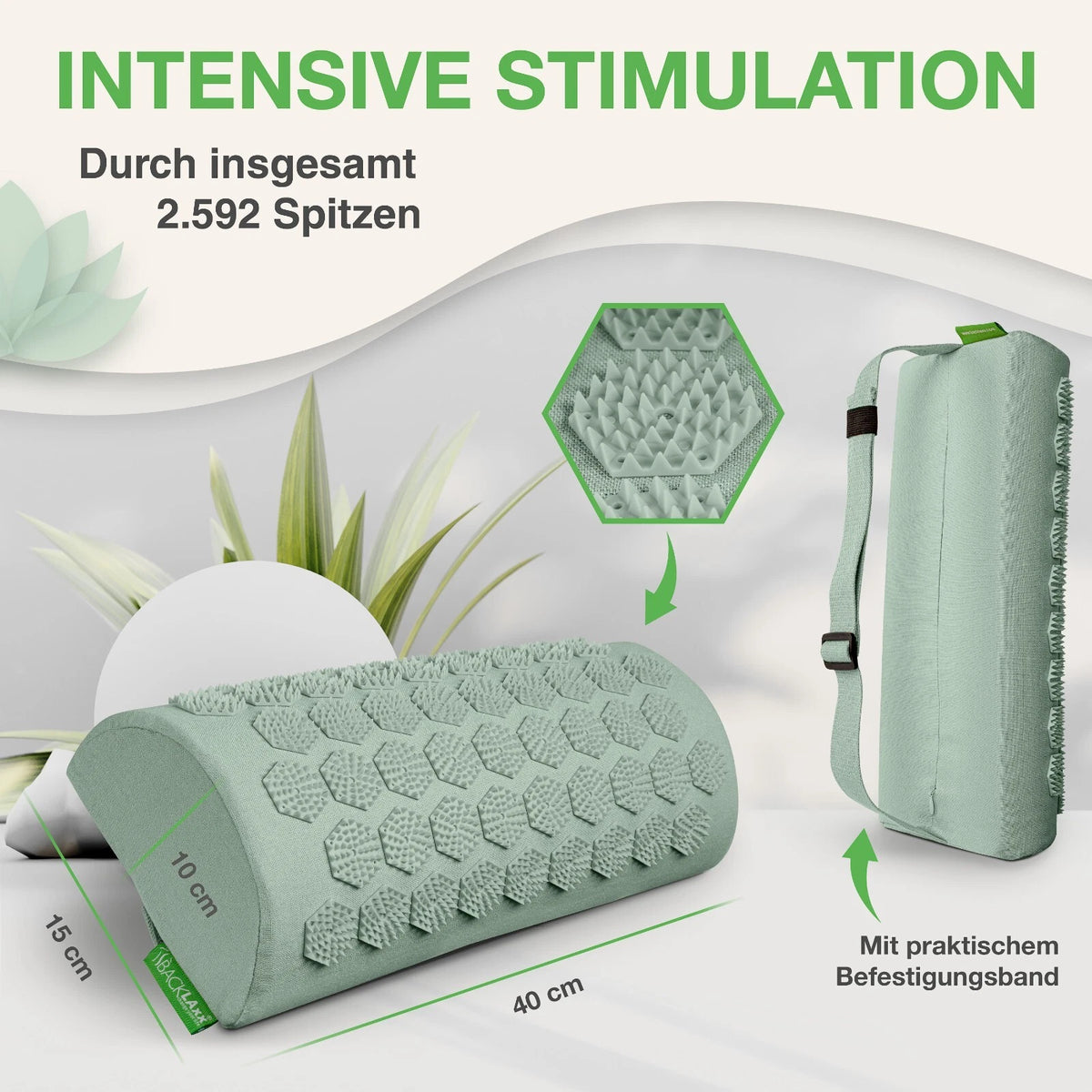 BACKLAxx ® Akupressur Nackenrolle - 2592 Spitzen - mit Befestigungsba<wbr/>nd