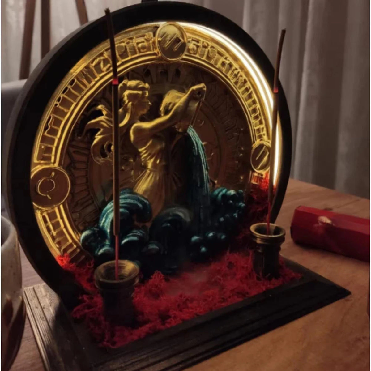 Aquarius Zodiac LED Backflow Incense Burner Astrology Spiritual Decor