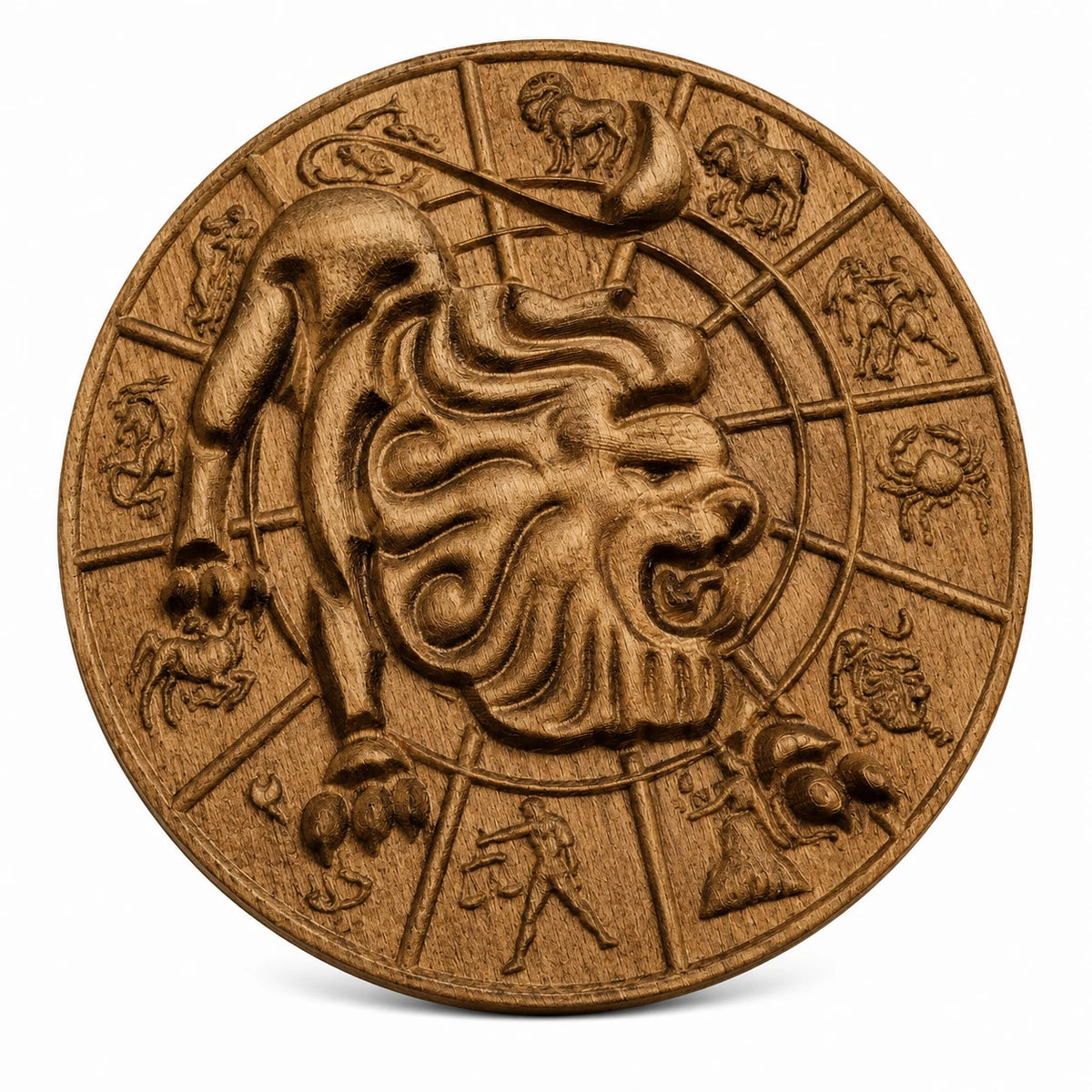 Handmade Zodiac Signs Wall Art Set Wood Carving Astrology Decor 12 Horoscope