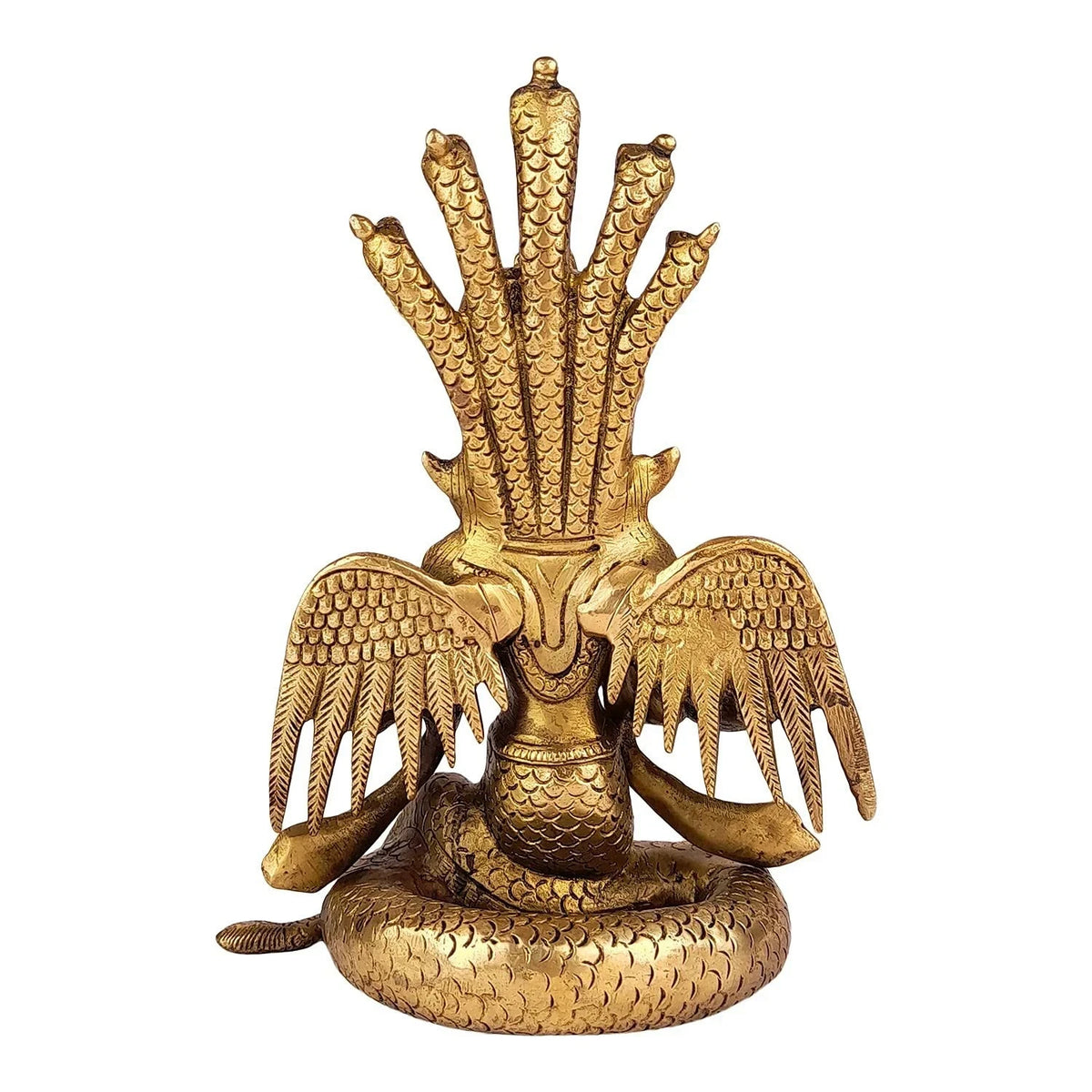 Brass Nagkanya Idol Nag Devi Snake Women Serpent Goddess Statue Figurine 8.5"