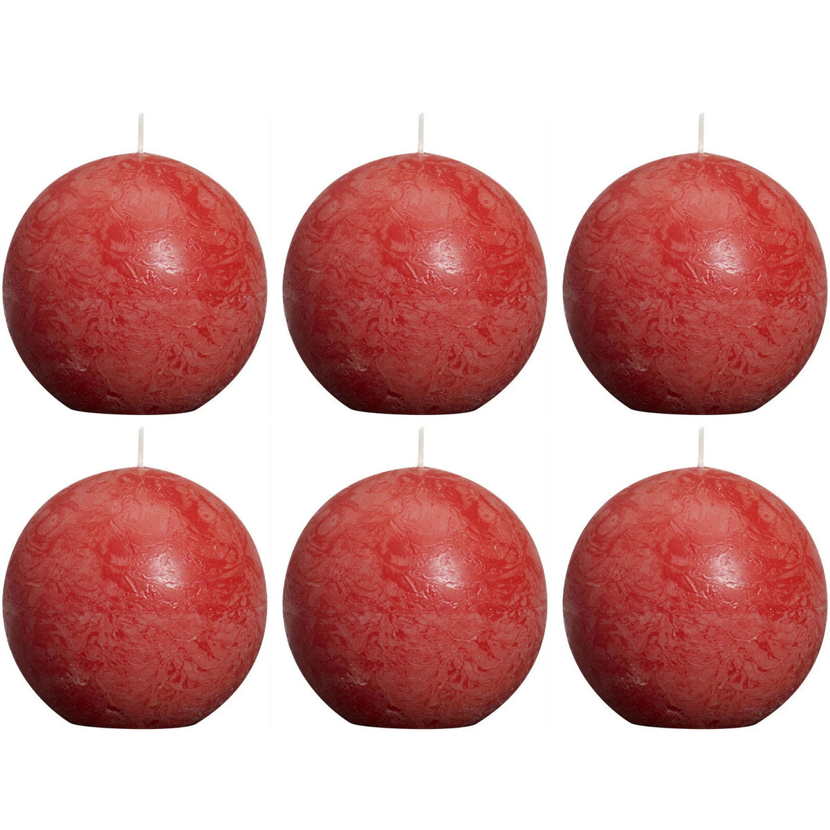 6 Stück Bolsius Rustik Kugelkerzen 80mm durchgefärbt Rustic Ballkerzen