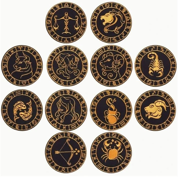 Sternzeichen Patch Astrologie Horoskop zum Aufbügeln oder Aufnähen Stickerei 8cm