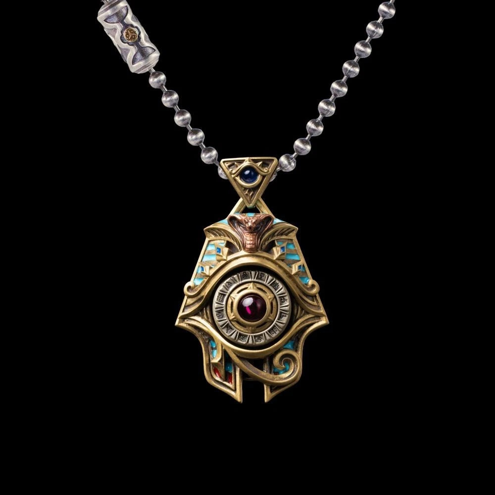 Eye of Horus Spinner Pendant, Egyptian Jewelry Gifts for Men, Protection Amulet