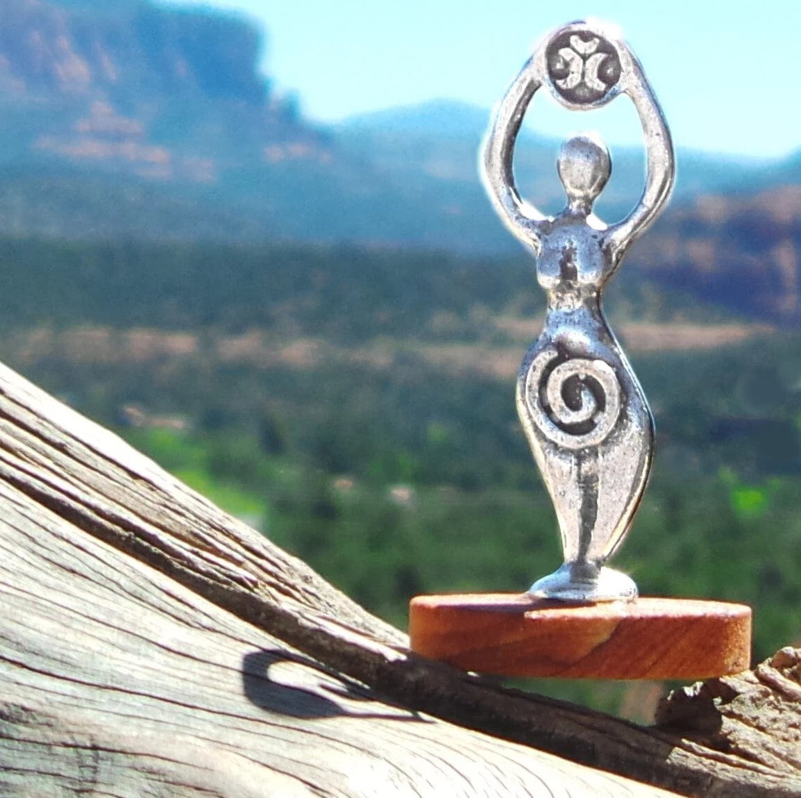 Spiral Goddess Pewter Statuette on Arizona Sandstone Energy Sacred Space Altar