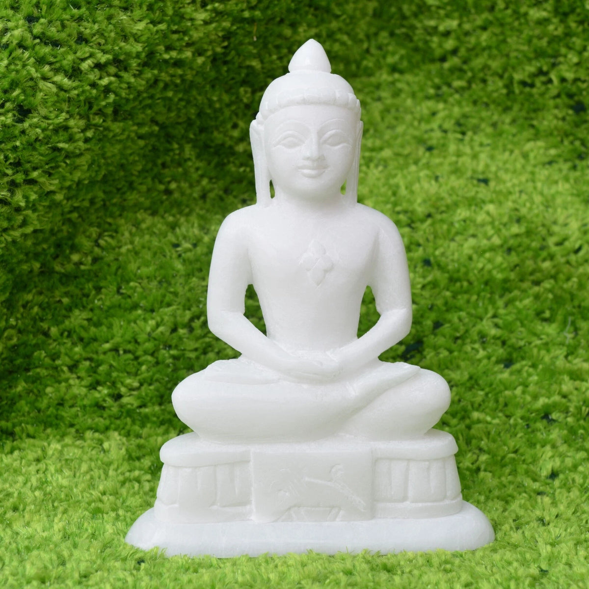 Marble Mahavir Swami Spiritual Statue Jain Temple Decor Meditation and Worship