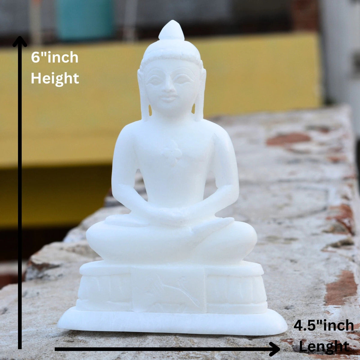 Marble Mahavir Swami Spiritual Statue Jain Temple Decor Meditation and Worship