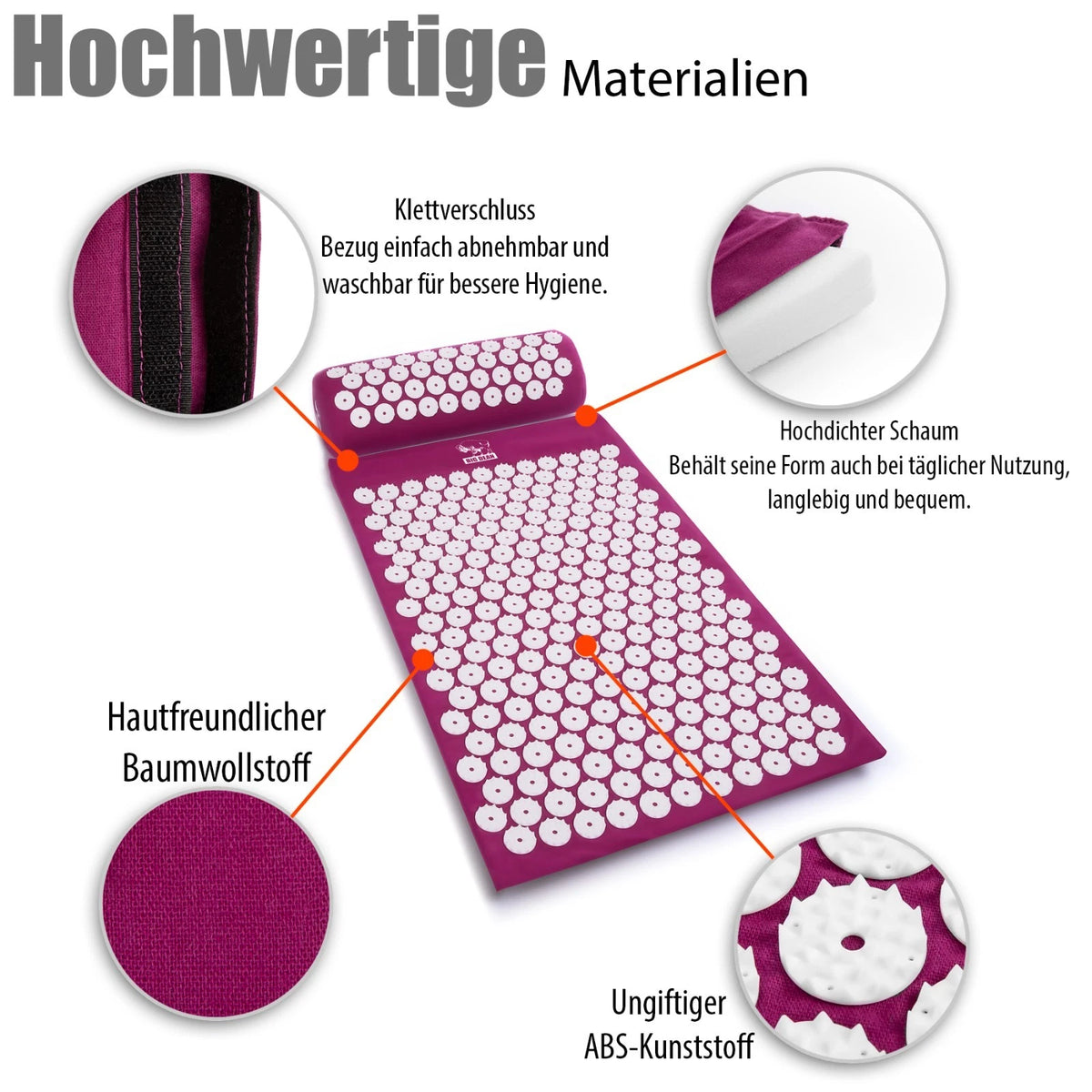 Akupressurmatt<wbr/>e Massagematte mit Kissen &amp; Hülle zur Steigerung des Wohlbefindens