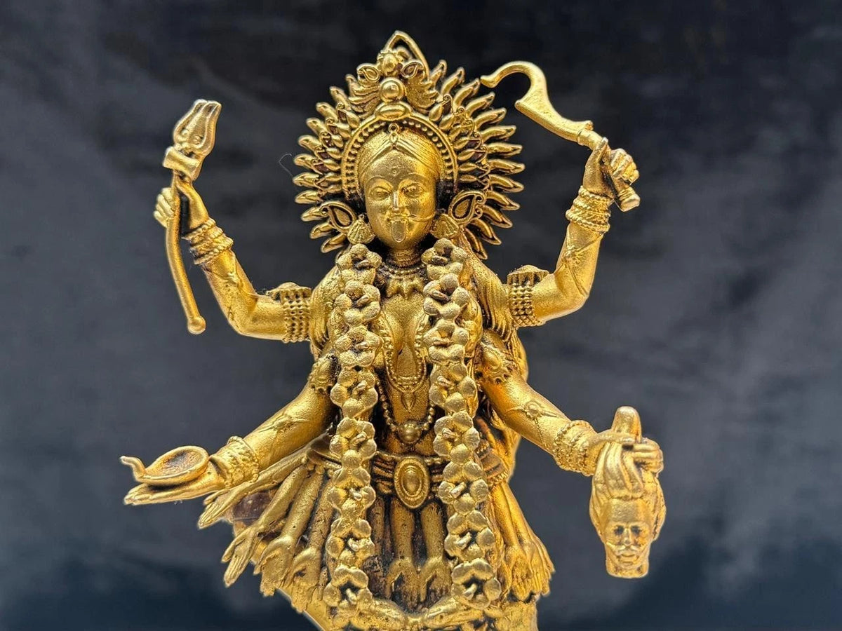 Brass Kali Mata Statue Hindu Goddess Idol for Home Temple Spiritual Decor