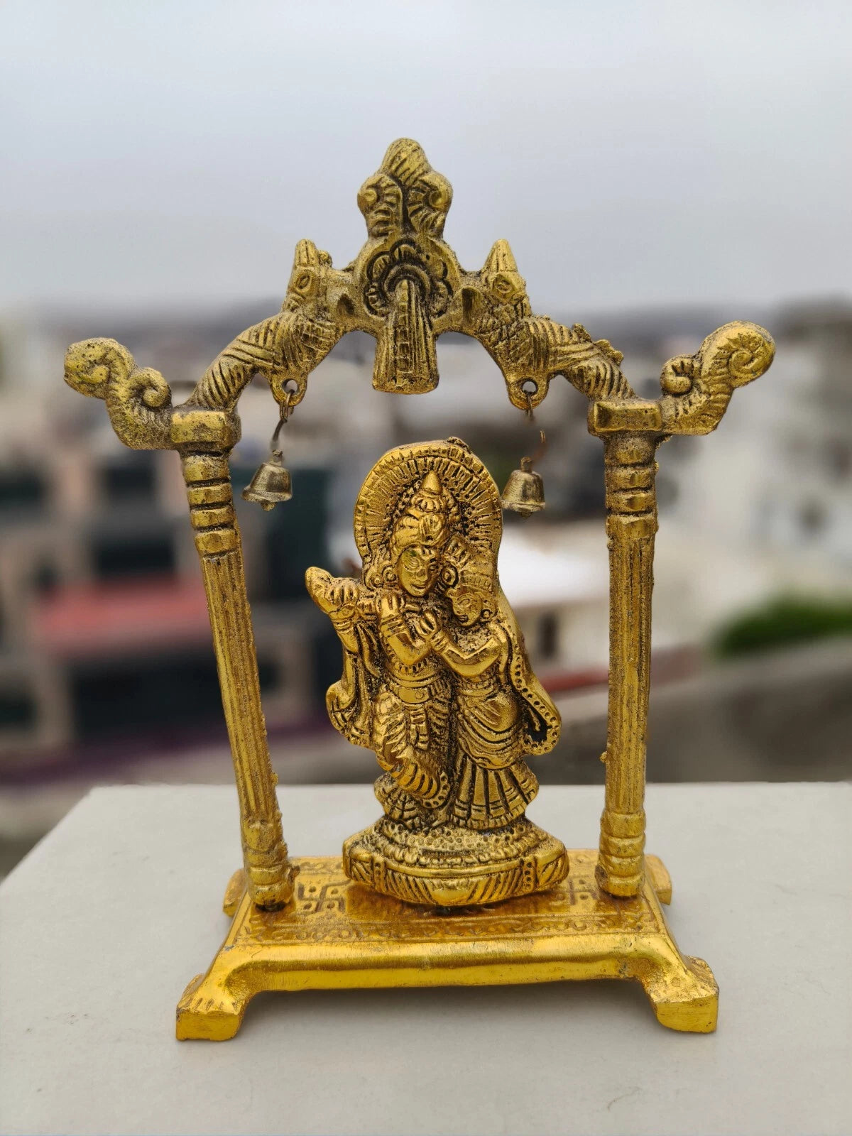Lord Krishna Statue, Metal Radha Krishna Statue, Handmade Statue for Gift