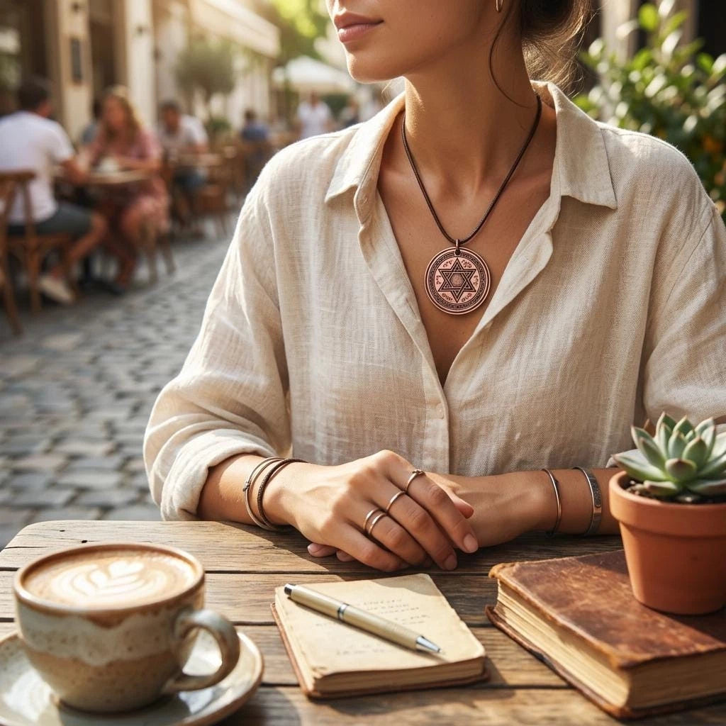 Pure Copper Spiritual Seal of Solomon Necklace - Handmade Boho Gift