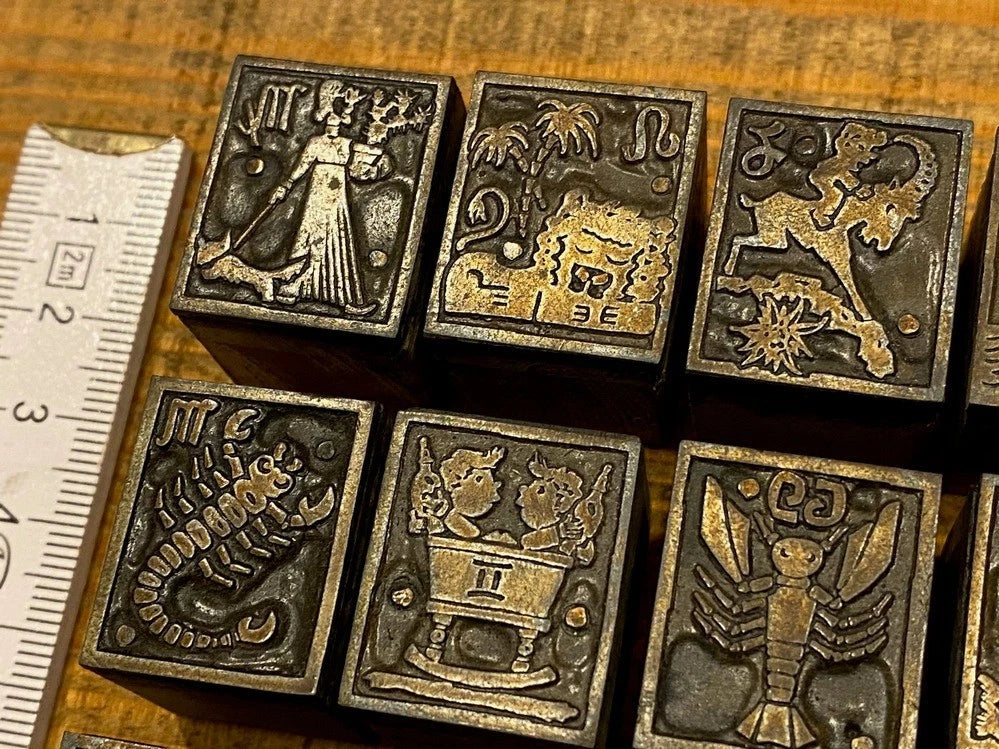 12 x Sternzeichen Druckstock Astrologie astrologische Zeichen Klischee Drucker