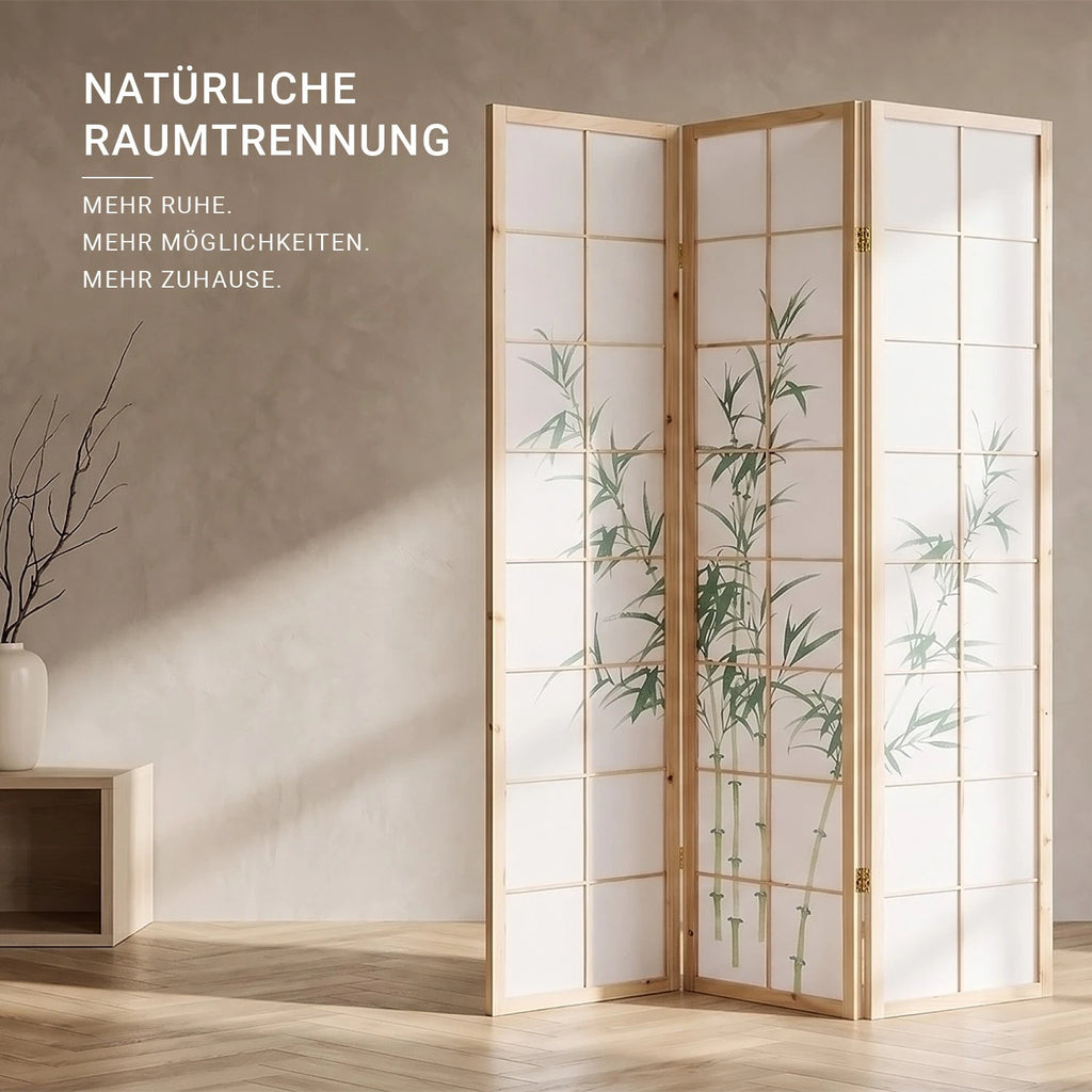 Raumteiler Trennwand Paravent Holz Massiv Sichtschutz Shoji Bambus Homestyle4u